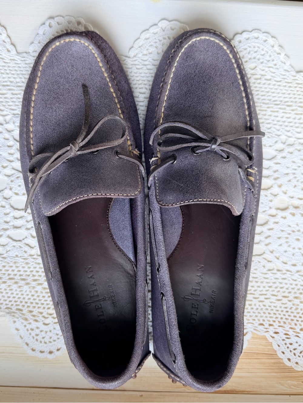 Cole Haan Nike Air C10552 Men’s 10M Purple Suede Driving Moc Loafers Vintage